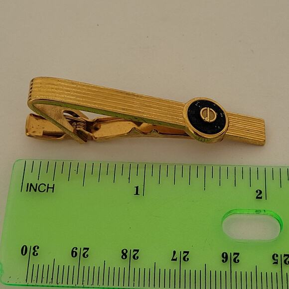 Dunhill Vintage Lapis Lazuli Striped Tie Clasp Clip Bar Gold Retro Vintage Logo - Picture 8 of 8